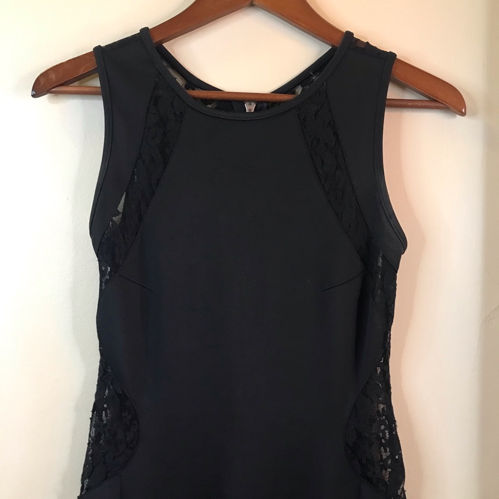 Floor-Length Black Dress with Lace Back